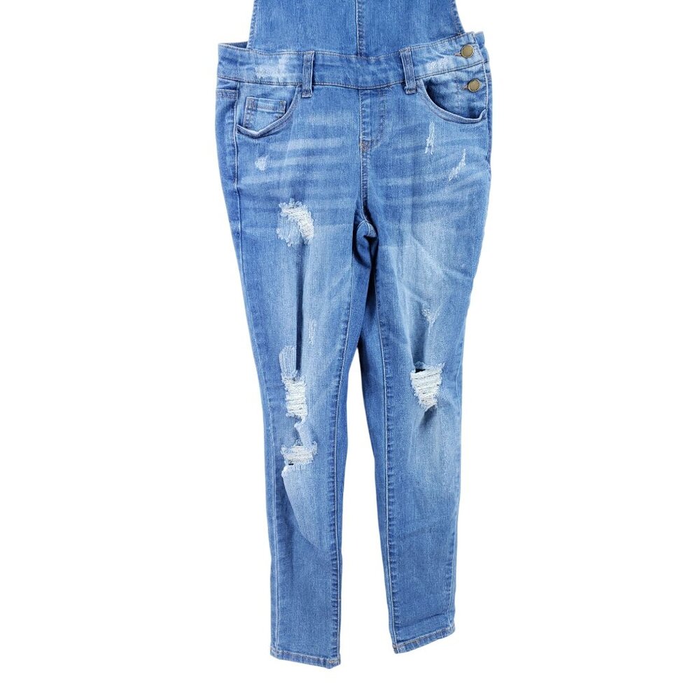 Wax Jean Basic Denim Destroyed Overalls Women's Size Small - Picture 6 of 9